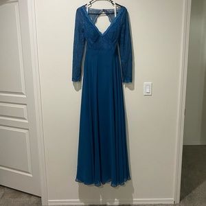 Azazie Alannah dress in ink blue (teal)